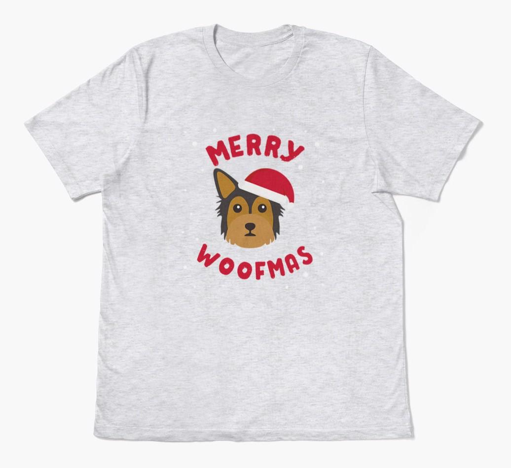 'Merry Woofmas' - Personalized {breedFullName} Adult T-Shirt