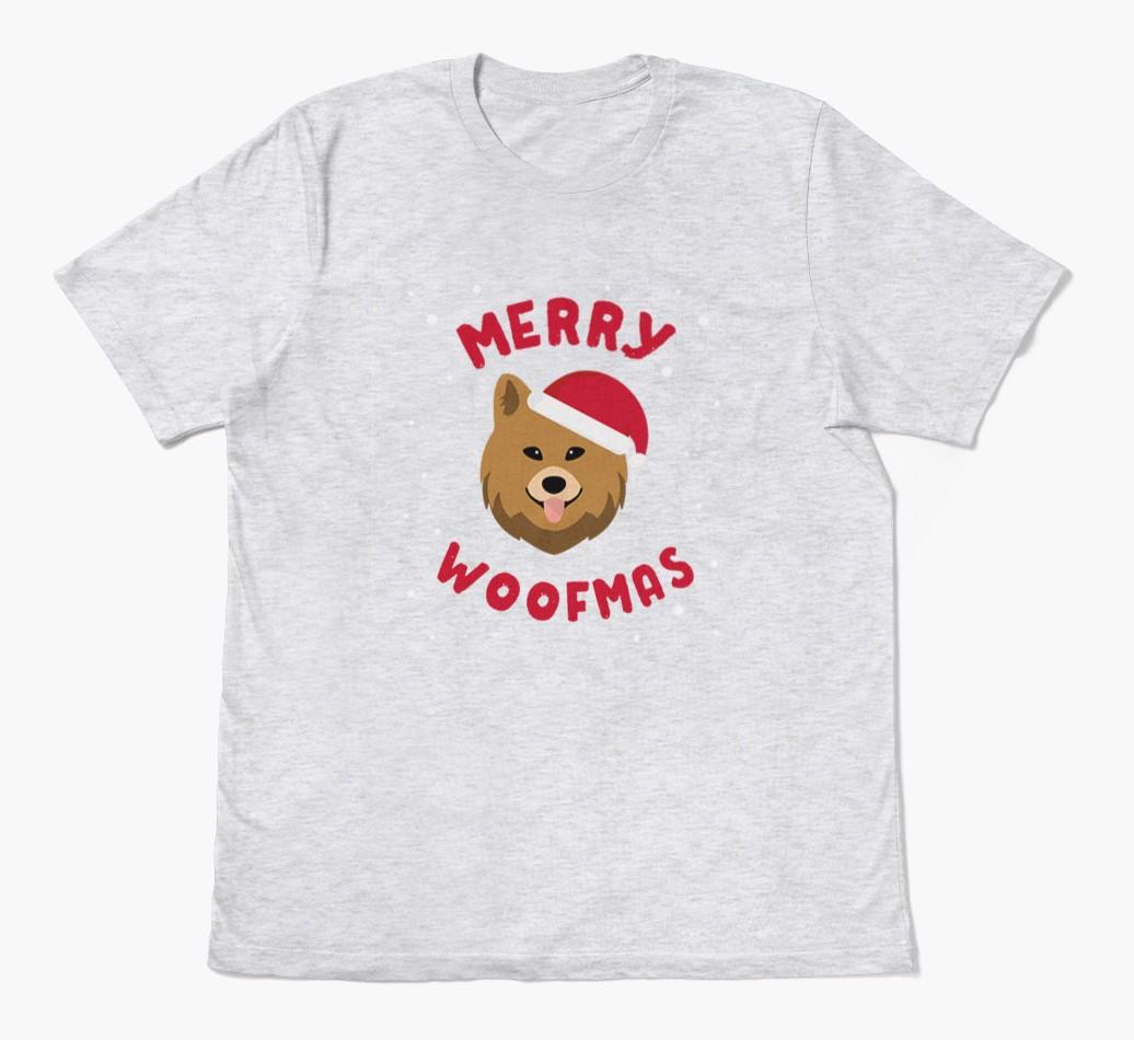 'Merry Woofmas' - Personalized {breedFullName} Adult T-Shirt