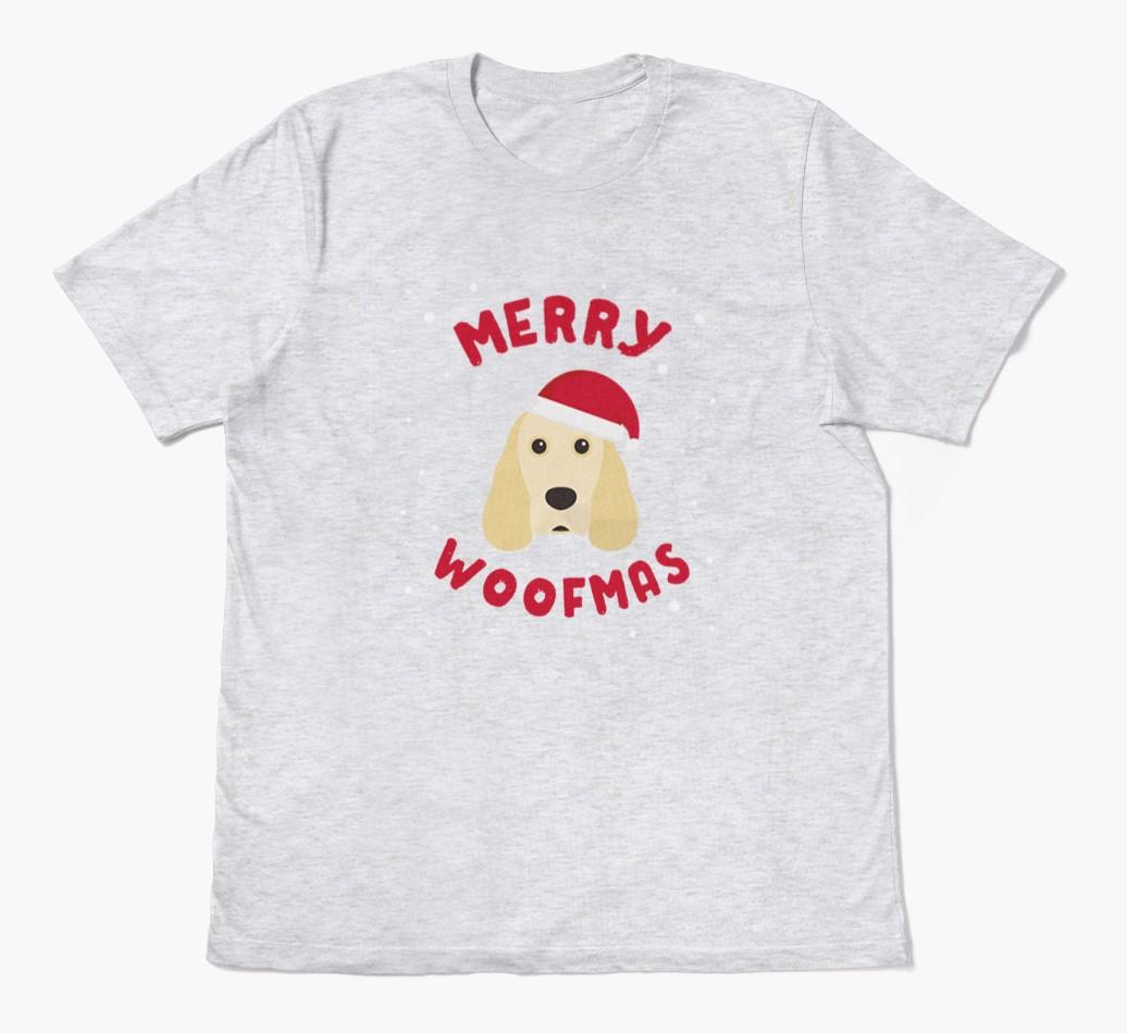 'Merry Woofmas' - Personalized {breedFullName} Adult T-Shirt