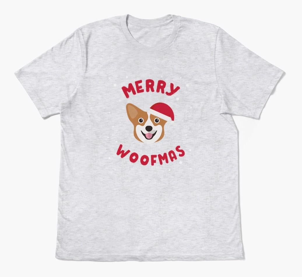 'Merry Woofmas' - Personalized {breedFullName} Adult T-Shirt