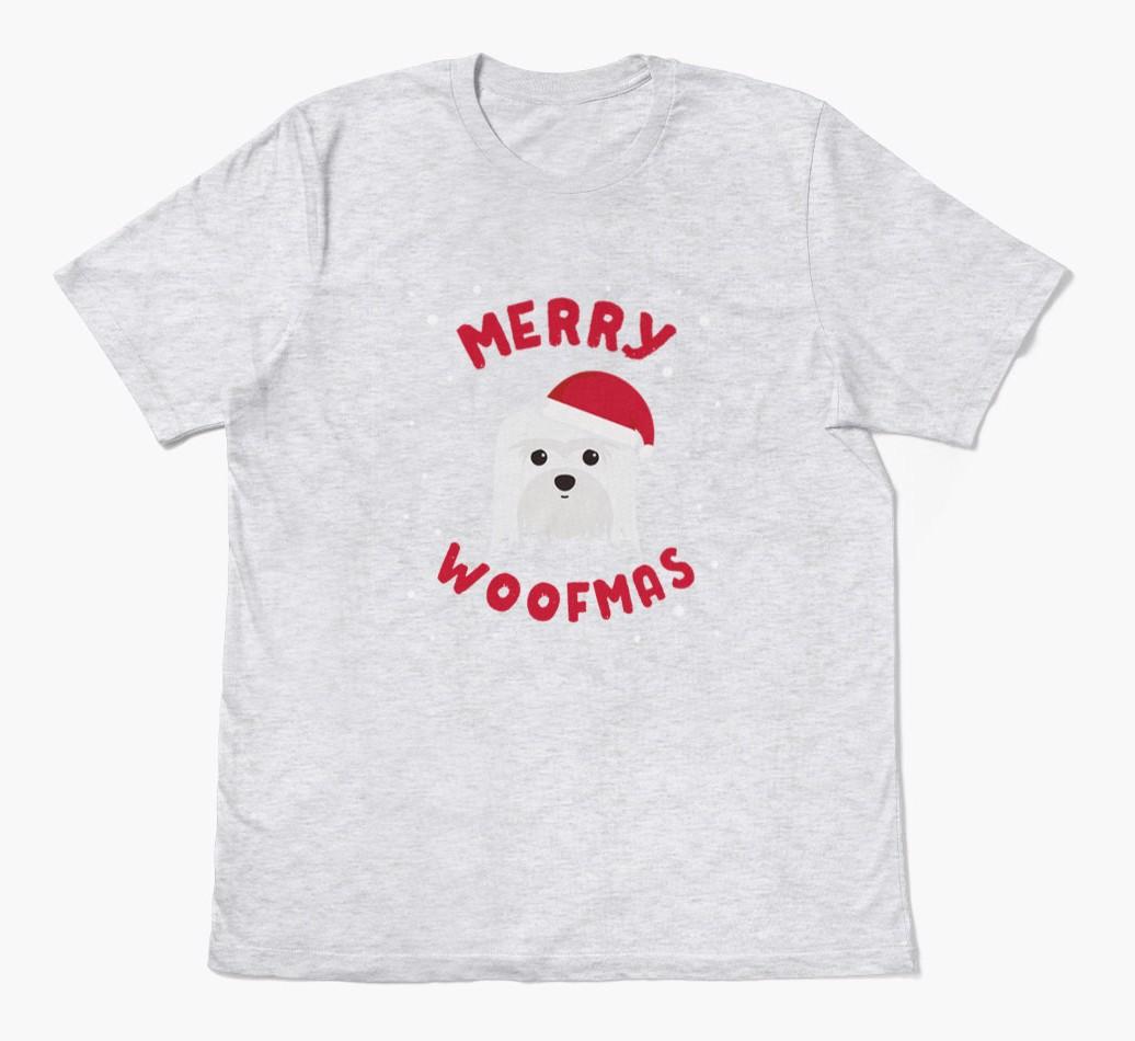 'Merry Woofmas' - Personalized {breedFullName} Adult T-Shirt