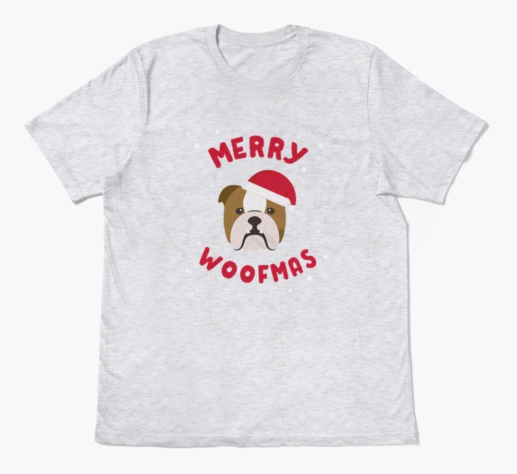 'Merry Woofmas' - Personalized {breedFullName} Adult T-Shirt
