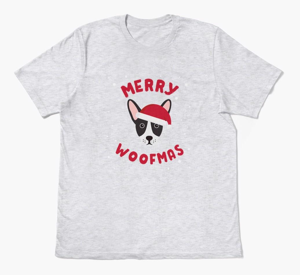 'Merry Woofmas' - Personalized {breedFullName} Adult T-Shirt