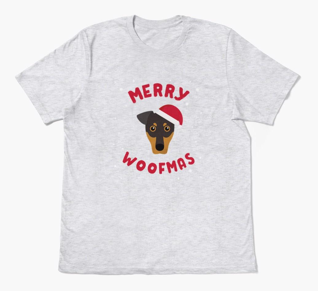 'Merry Woofmas' - Personalized {breedFullName} Adult T-Shirt