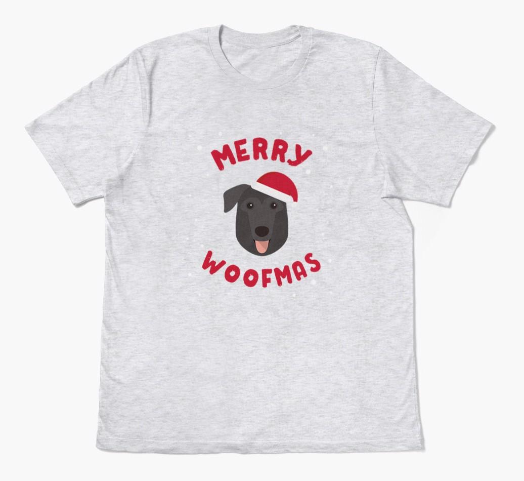 'Merry Woofmas' - Personalized {breedFullName} Adult T-Shirt