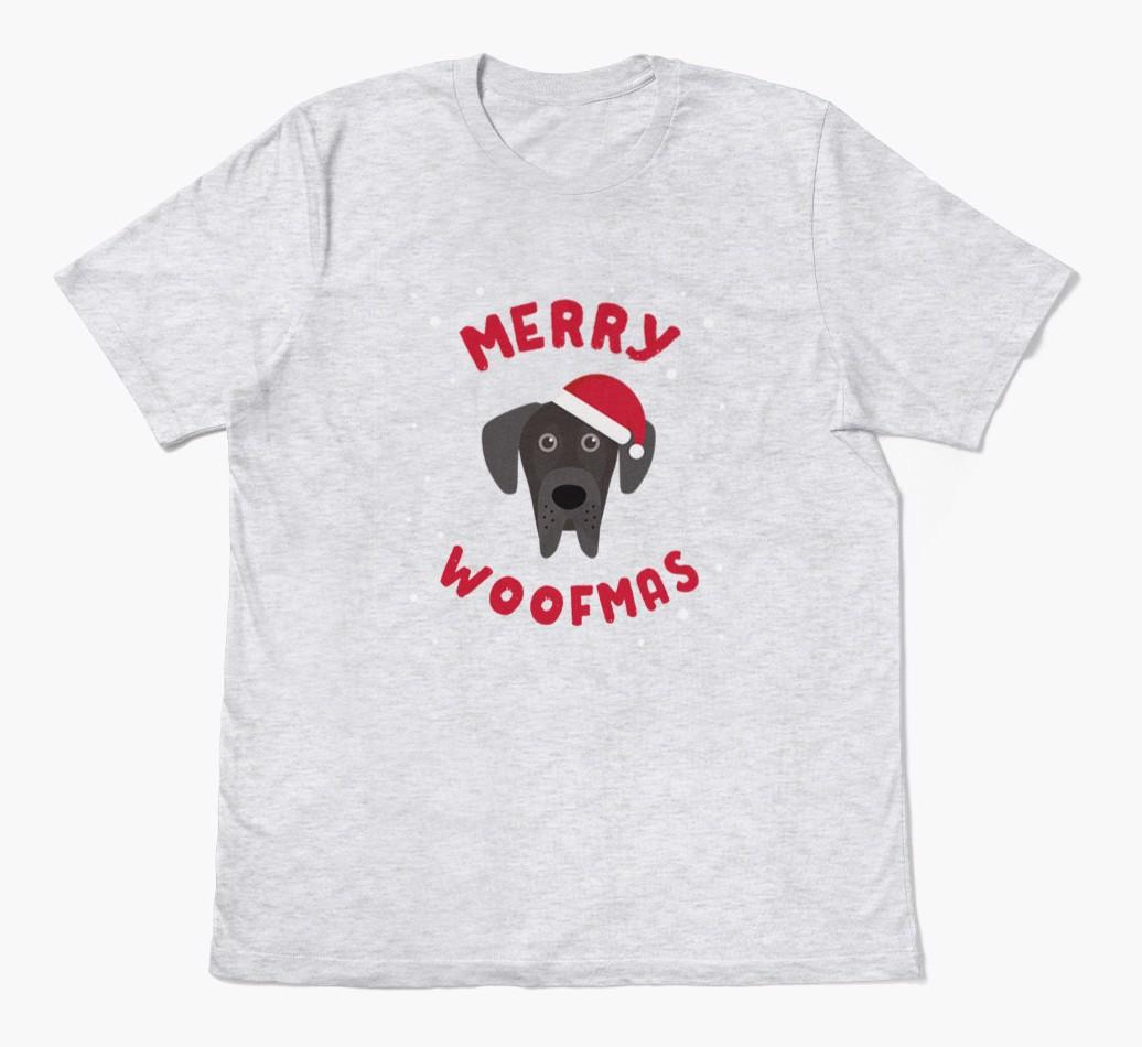 'Merry Woofmas' - Personalized {breedFullName} Adult T-Shirt