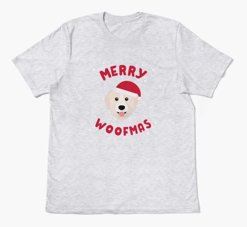 'Merry Woofmas' - Personalized {breedFullName} Adult T-Shirt