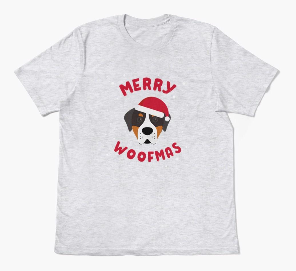 'Merry Woofmas' - Personalized {breedFullName} Adult T-Shirt