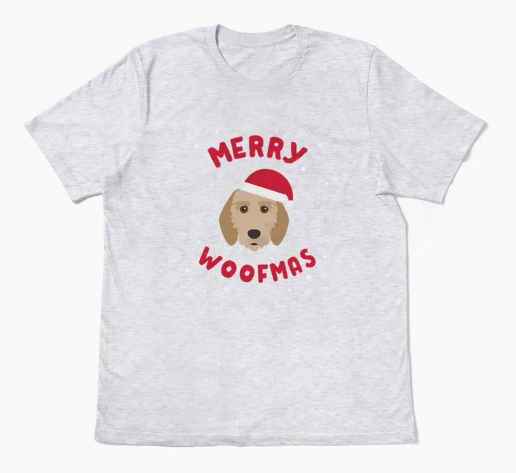 'Merry Woofmas' - Personalized {breedFullName} Adult T-Shirt