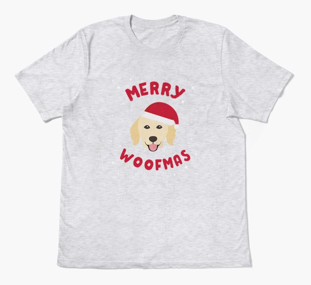 'Merry Woofmas' - Personalized {breedFullName} Adult T-Shirt
