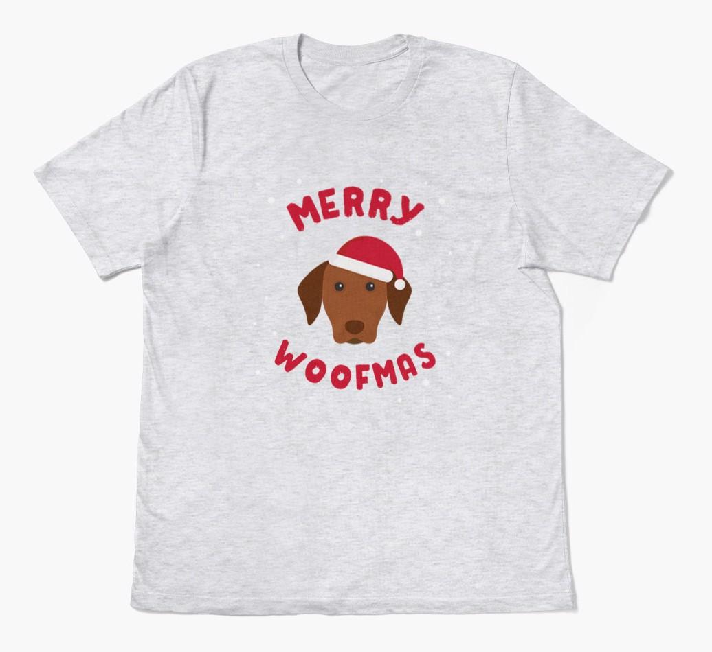 'Merry Woofmas' - Personalized {breedFullName} Adult T-Shirt
