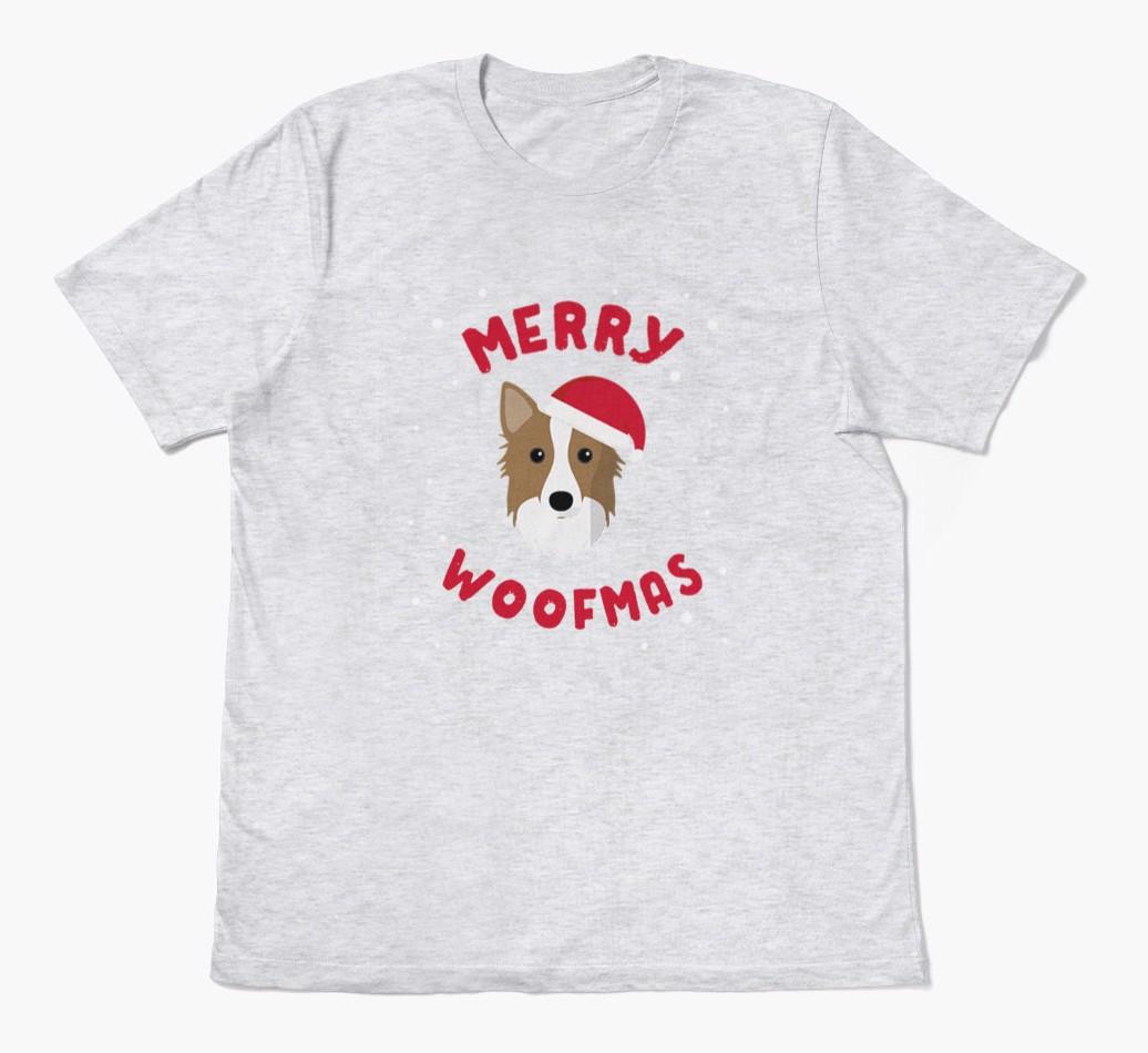 'Merry Woofmas' - Personalized {breedFullName} Adult T-Shirt