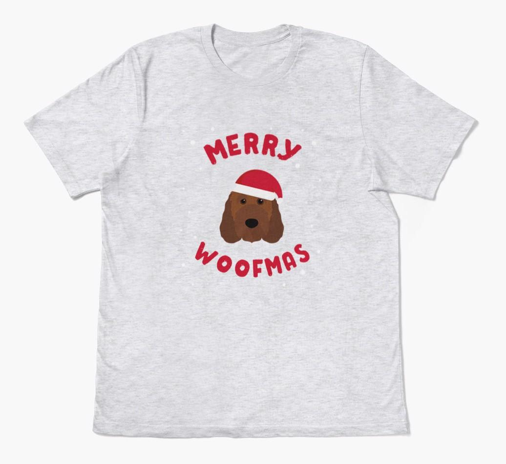 'Merry Woofmas' - Personalized {breedFullName} Adult T-Shirt