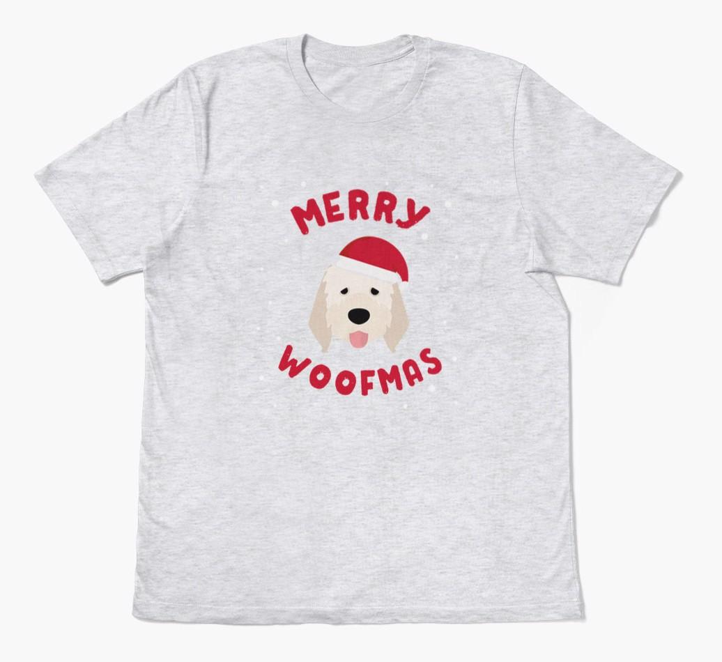 'Merry Woofmas' - Personalized {breedFullName} Adult T-Shirt
