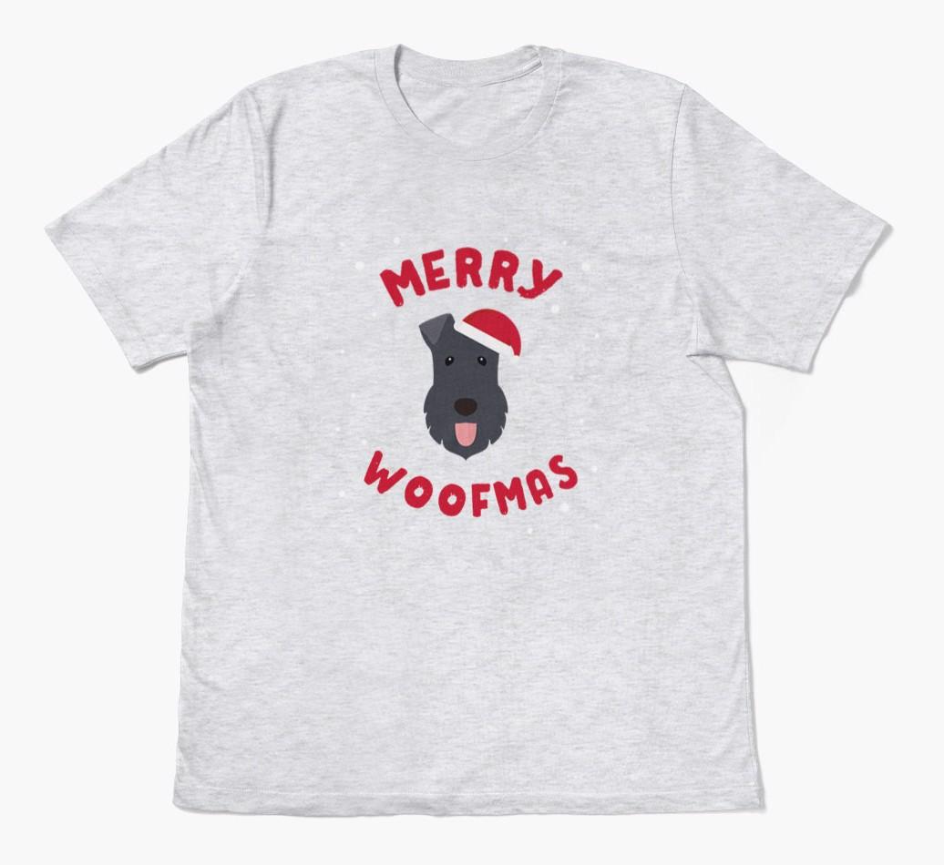 'Merry Woofmas' - Personalized {breedFullName} Adult T-Shirt