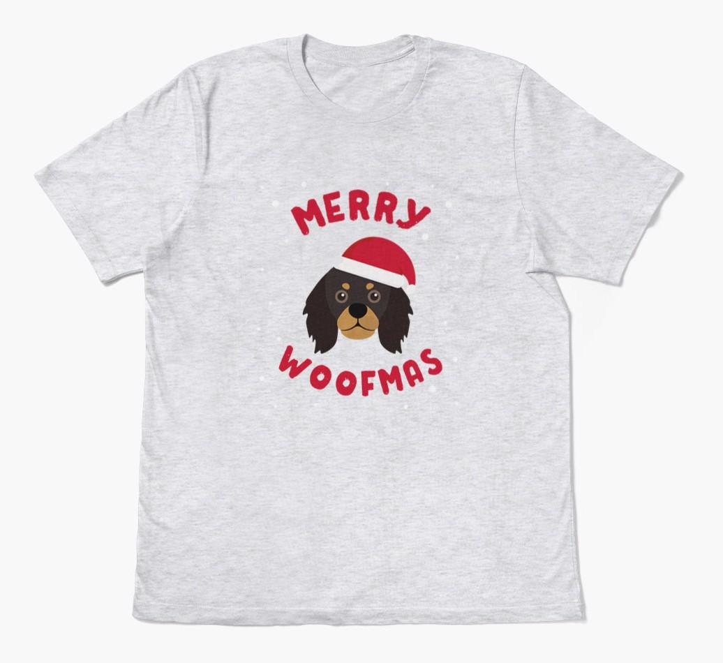 'Merry Woofmas' - Personalized {breedFullName} Adult T-Shirt