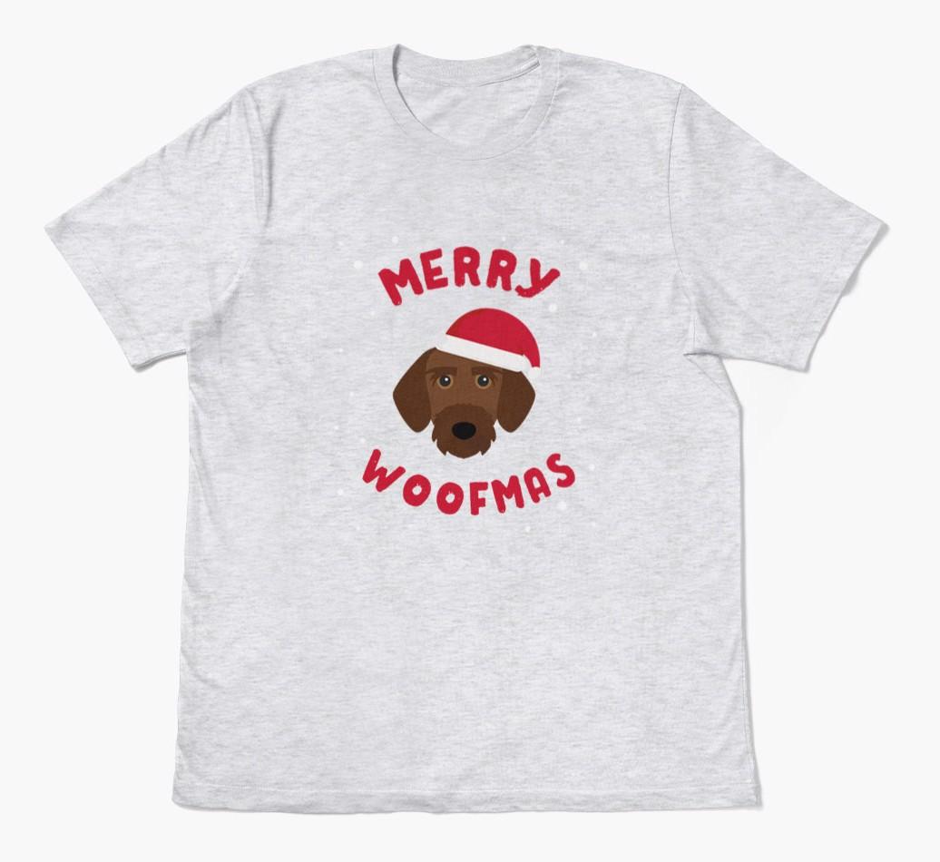 'Merry Woofmas' - Personalized {breedFullName} Adult T-Shirt