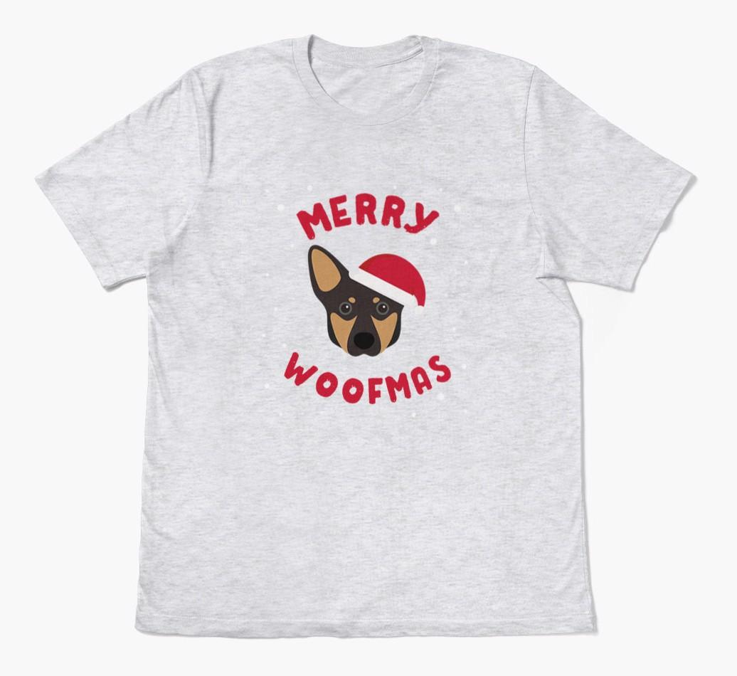 'Merry Woofmas' - Personalized {breedFullName} Adult T-Shirt