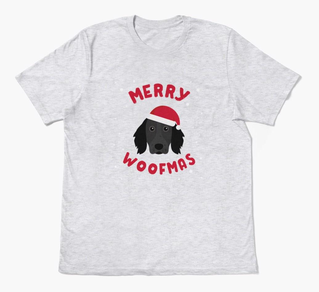 'Merry Woofmas' - Personalized {breedFullName} Adult T-Shirt