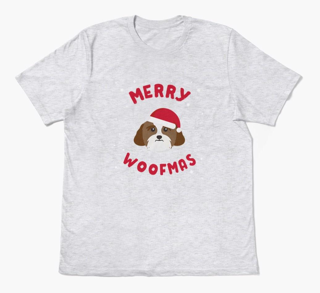 'Merry Woofmas' - Personalized {breedFullName} Adult T-Shirt