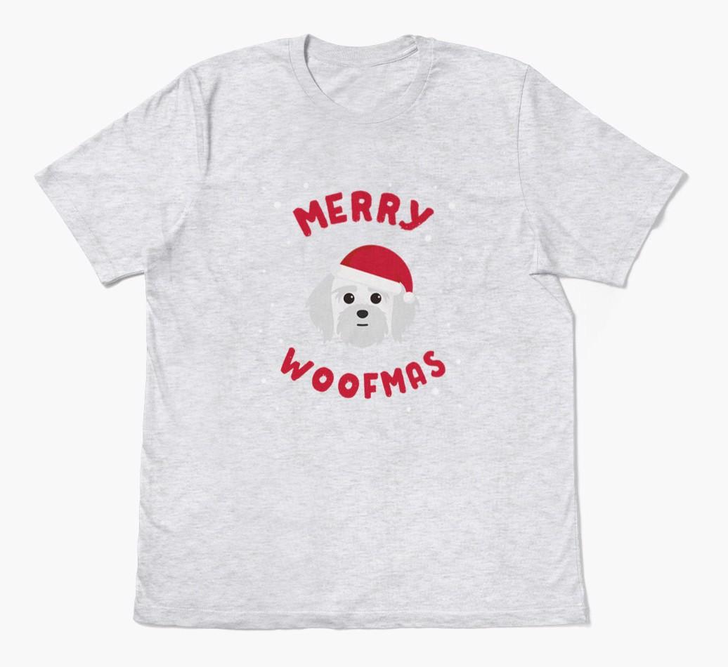 'Merry Woofmas' - Personalized {breedFullName} Adult T-Shirt
