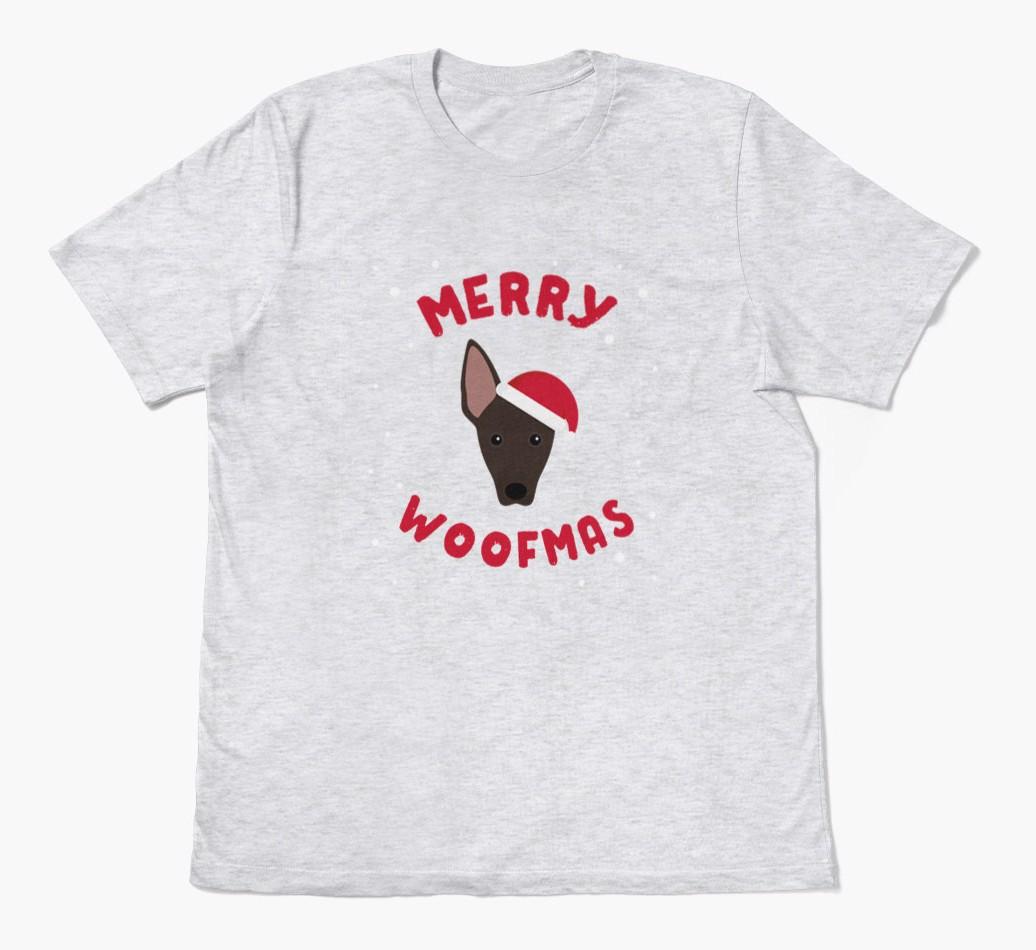 'Merry Woofmas' - Personalized {breedFullName} Adult T-Shirt
