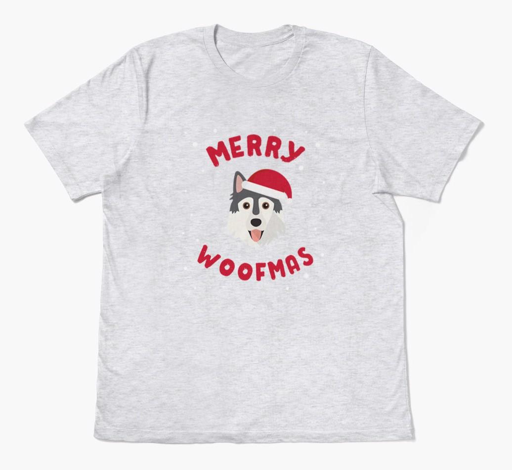 'Merry Woofmas' - Personalized {breedFullName} Adult T-Shirt