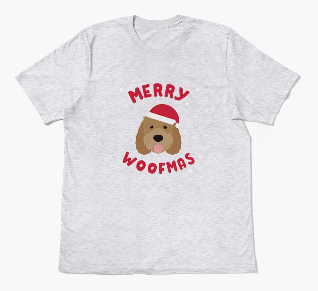 'Merry Woofmas' - Personalized {breedFullName} Adult T-Shirt