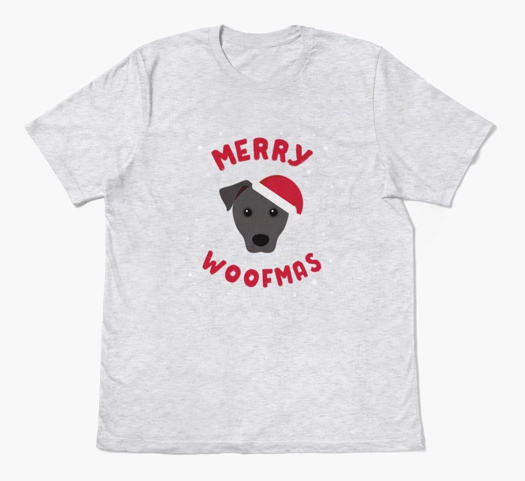 'Merry Woofmas' - Personalized {breedFullName} Adult T-Shirt