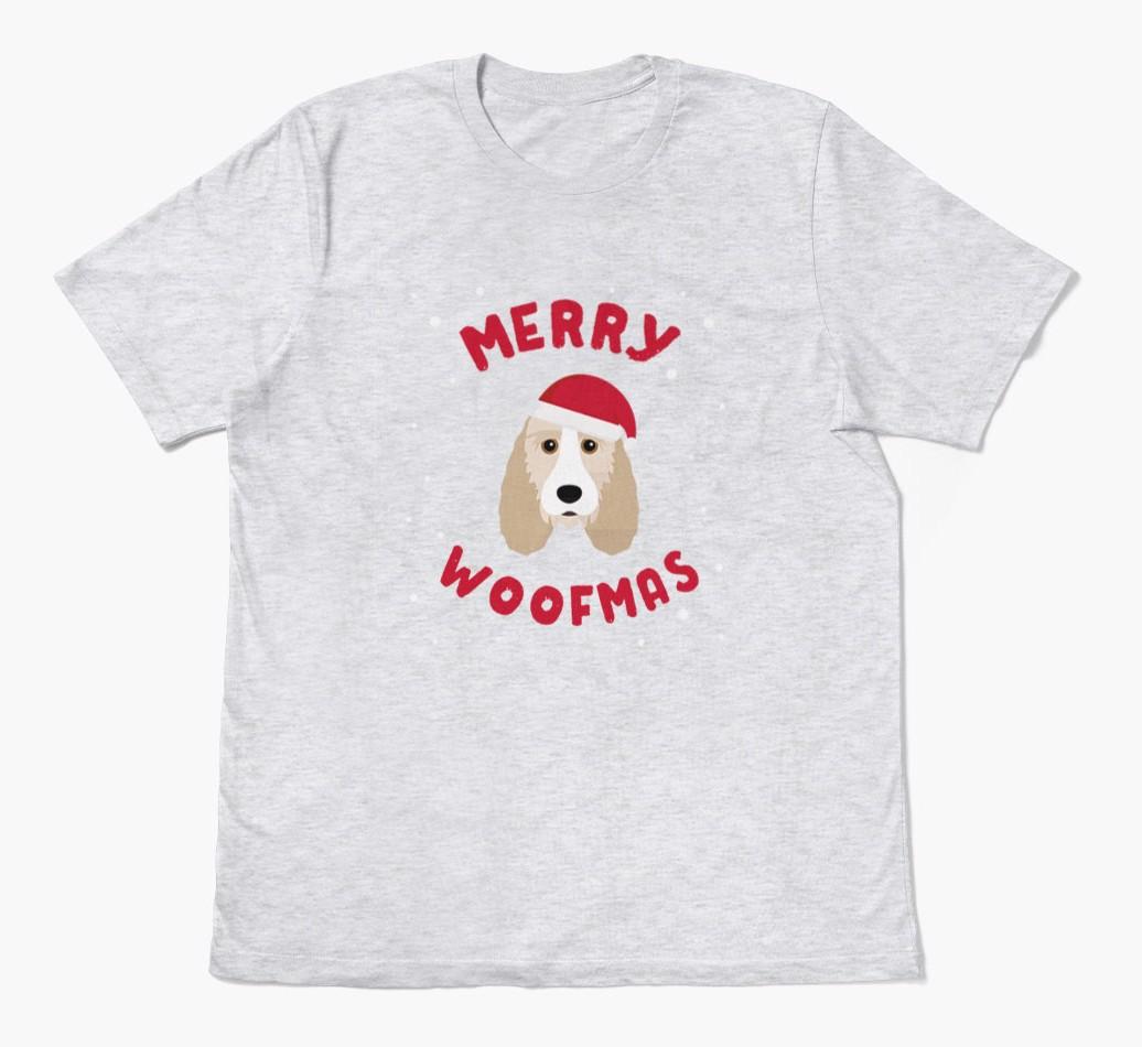 'Merry Woofmas' - Personalized {breedFullName} Adult T-Shirt