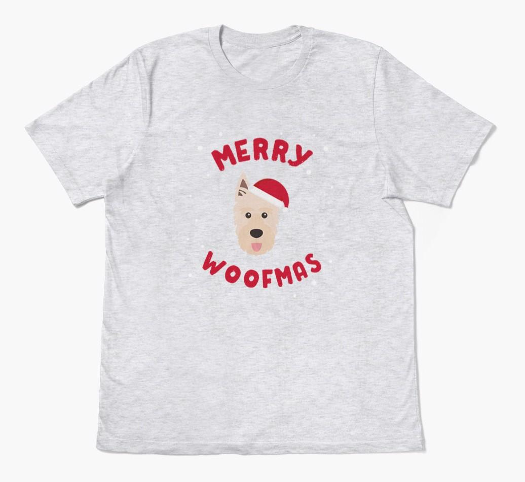 'Merry Woofmas' - Personalized {breedFullName} Adult T-Shirt