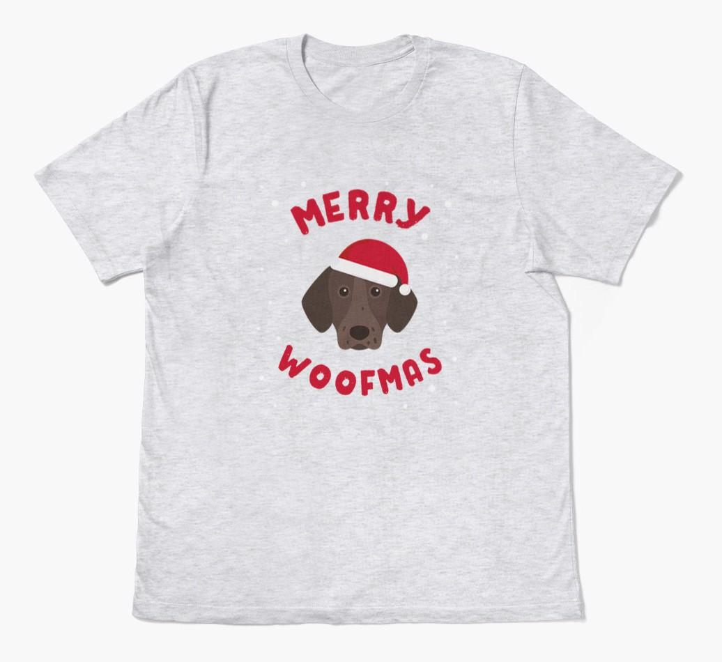 'Merry Woofmas' - Personalized {breedFullName} Adult T-Shirt