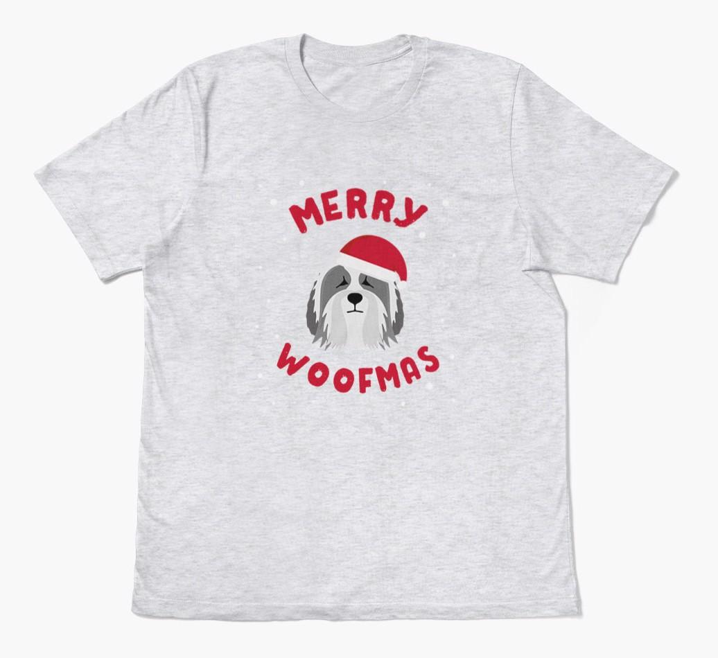 'Merry Woofmas' - Personalized {breedFullName} Adult T-Shirt