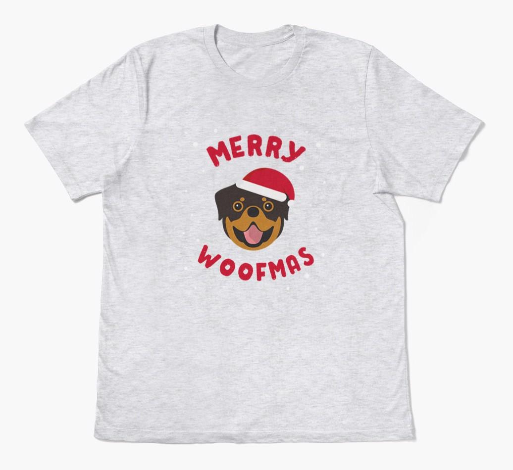 'Merry Woofmas' - Personalized {breedFullName} Adult T-Shirt
