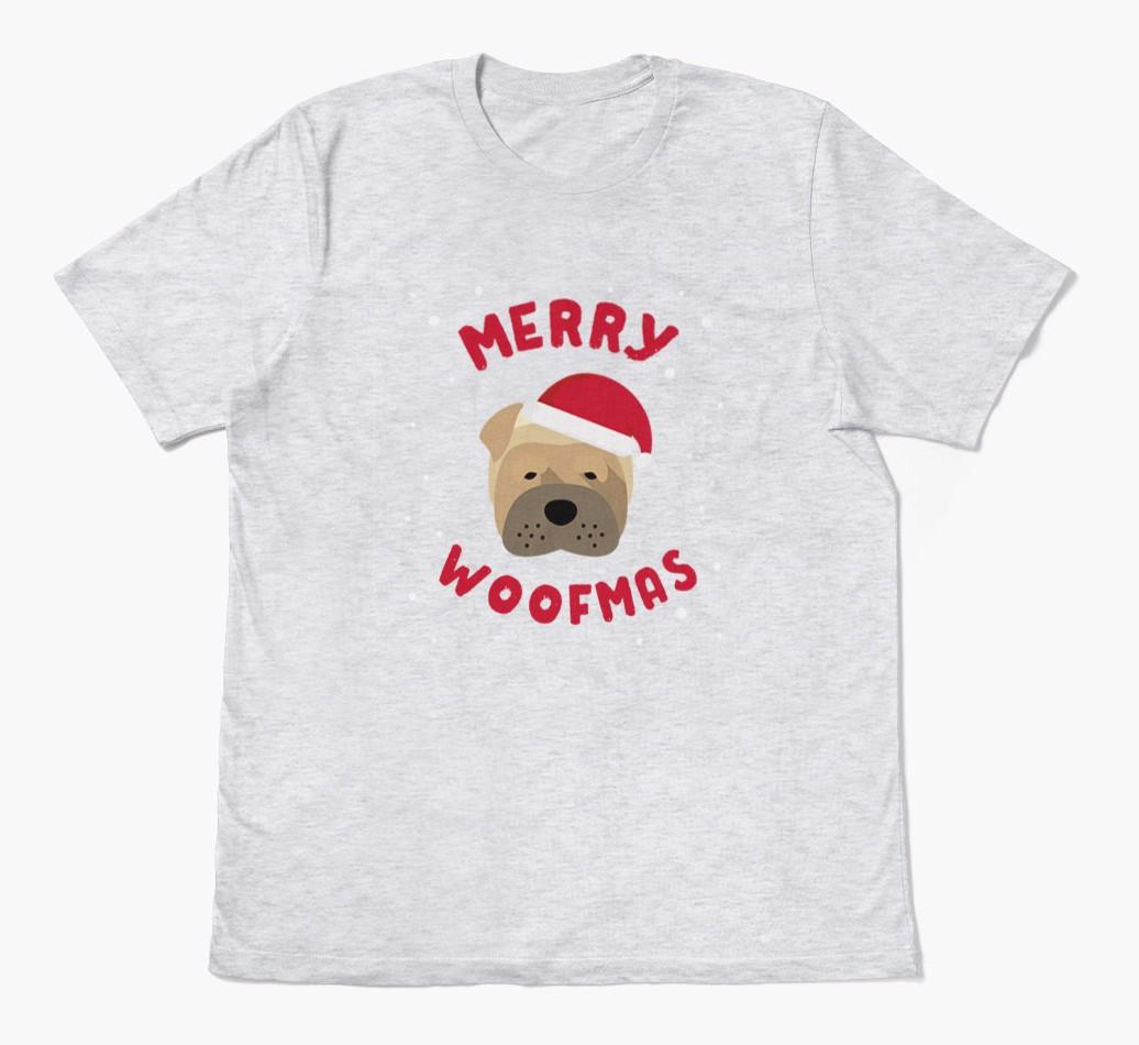 'Merry Woofmas' - Personalized {breedFullName} Adult T-Shirt