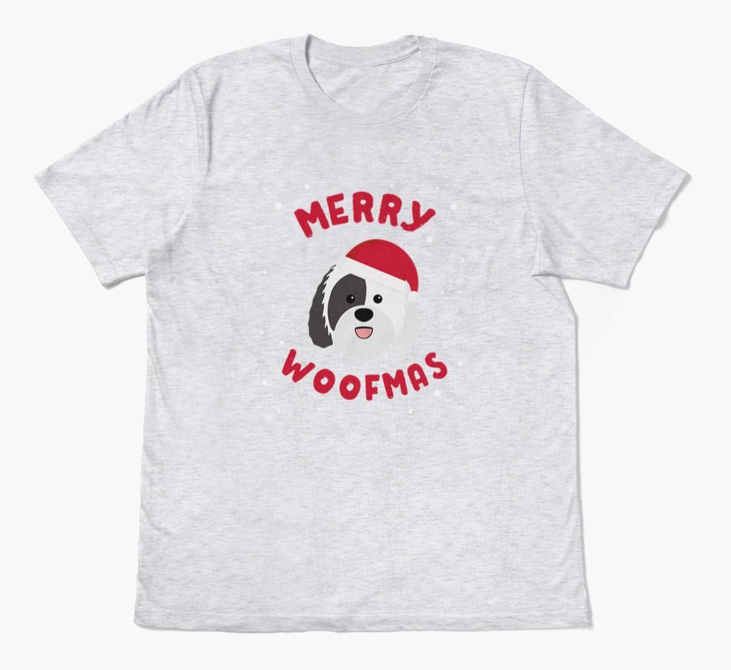 'Merry Woofmas' - Personalized {breedFullName} Adult T-Shirt