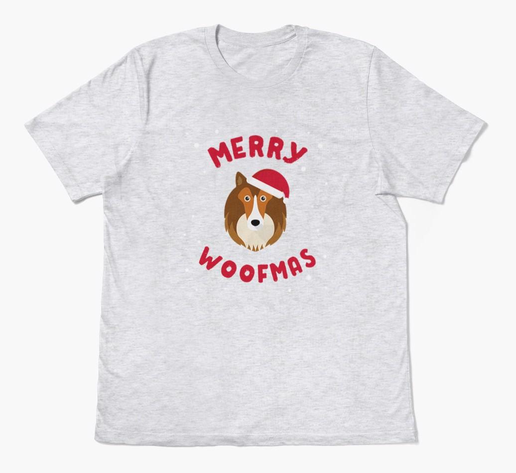 'Merry Woofmas' - Personalized {breedFullName} Adult T-Shirt