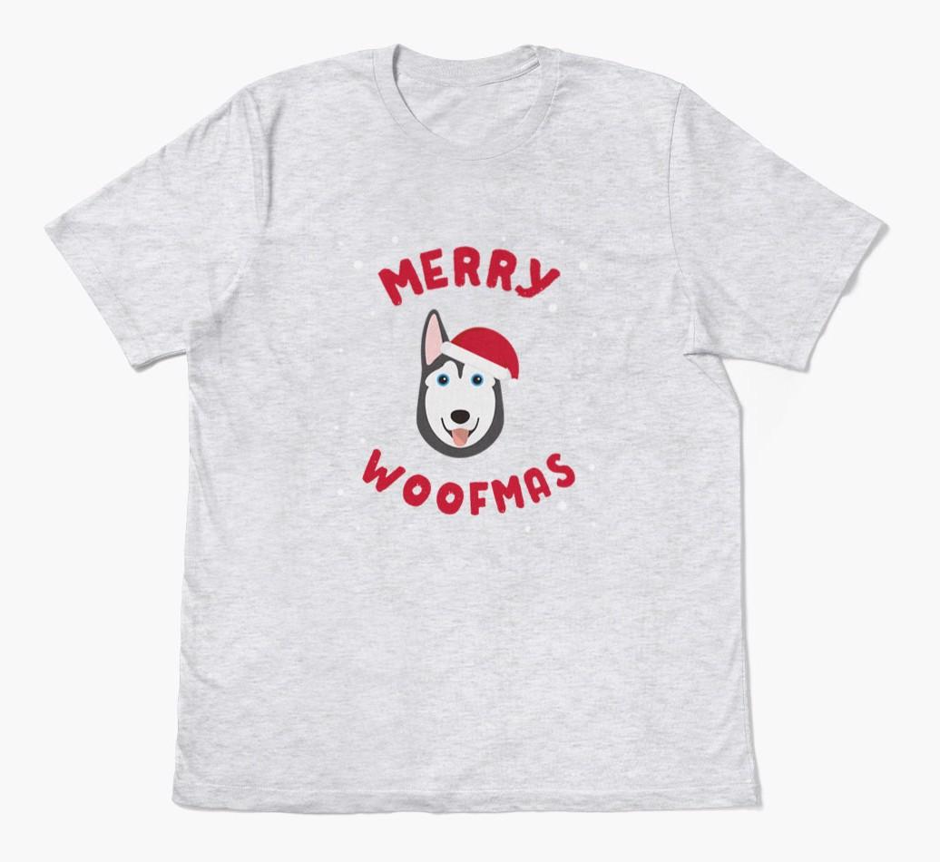 'Merry Woofmas' - Personalized {breedFullName} Adult T-Shirt