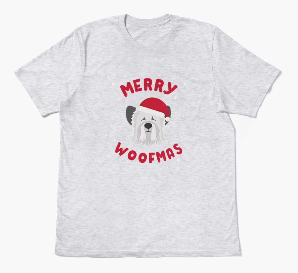'Merry Woofmas' - Personalized {breedFullName} Adult T-Shirt