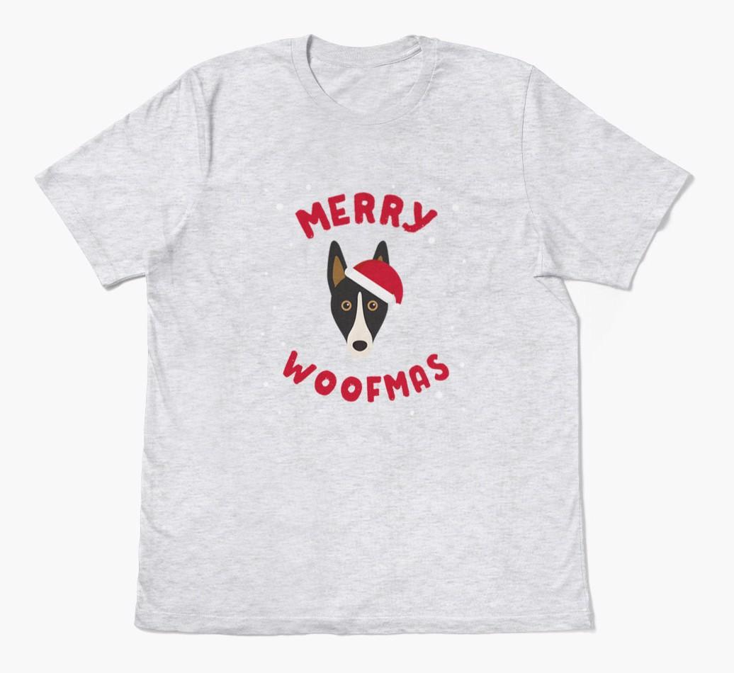 'Merry Woofmas' - Personalized {breedFullName} Adult T-Shirt
