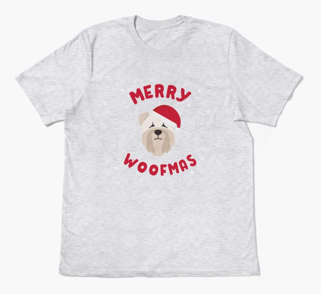 'Merry Woofmas' - Personalized {breedFullName} Adult T-Shirt