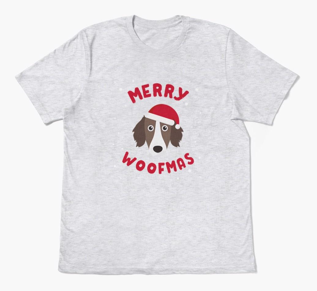 'Merry Woofmas' - Personalized {breedFullName} Adult T-Shirt