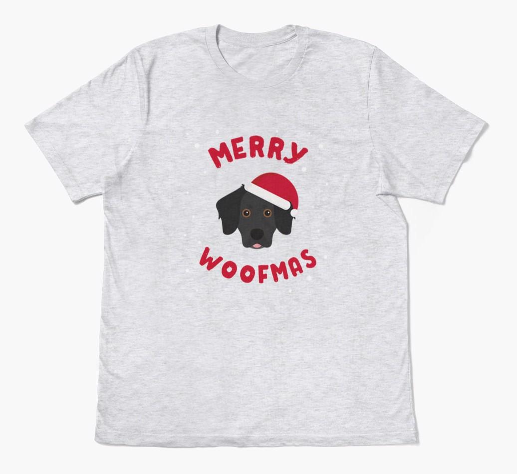 'Merry Woofmas' - Personalized {breedFullName} Adult T-Shirt