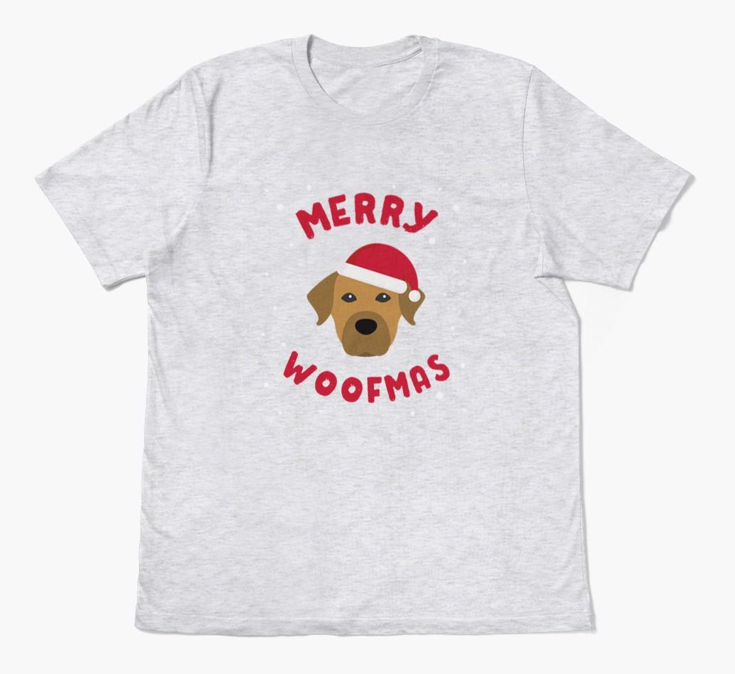 'Merry Woofmas' - Personalized {breedFullName} Adult T-Shirt