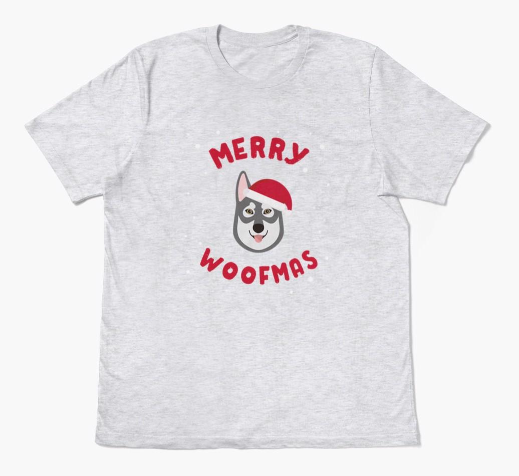 'Merry Woofmas' - Personalized {breedFullName} Adult T-Shirt