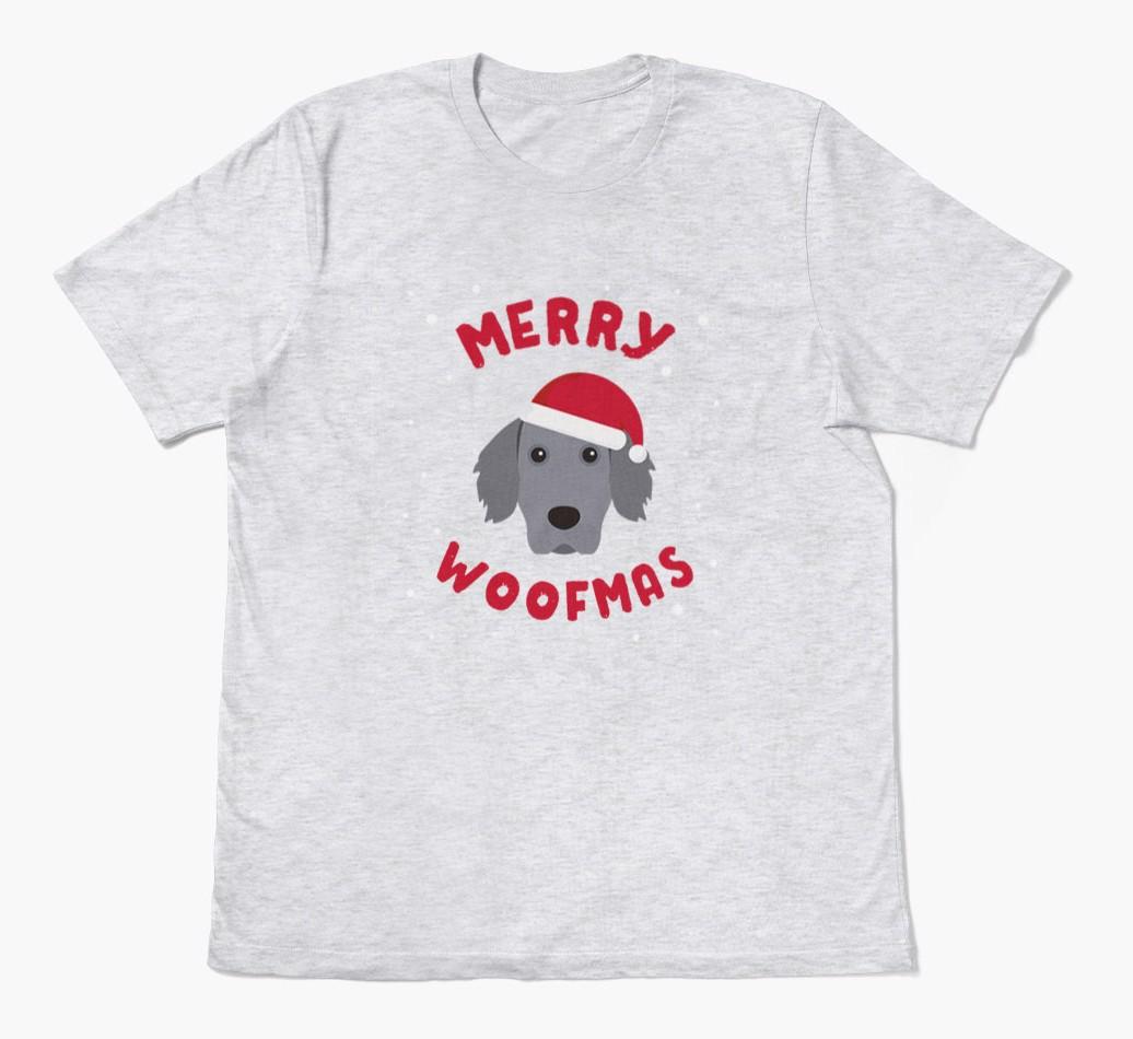 'Merry Woofmas' - Personalized {breedFullName} Adult T-Shirt