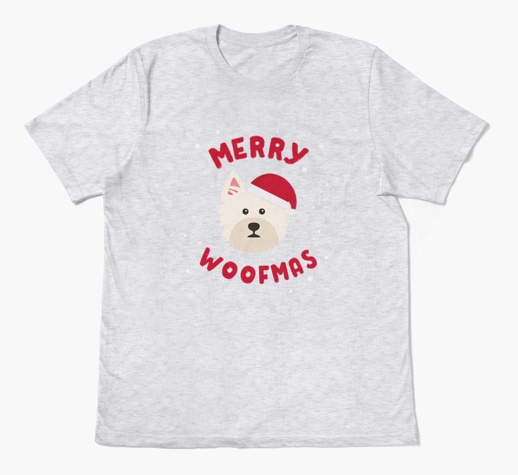 'Merry Woofmas' - Personalized {breedFullName} Adult T-Shirt