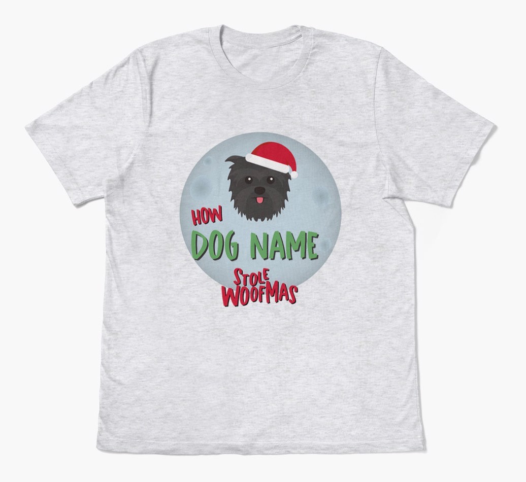 'How {dogsName} Stole Woofmas' - Personalized {breedFullName} Adult T-Shirt