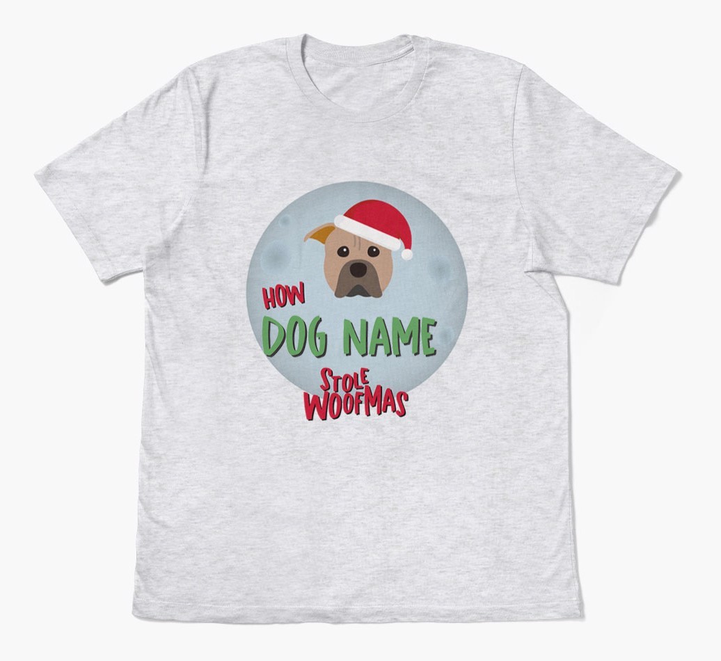 'How {dogsName} Stole Woofmas' - Personalised {breedFullName} Adult T-Shirt