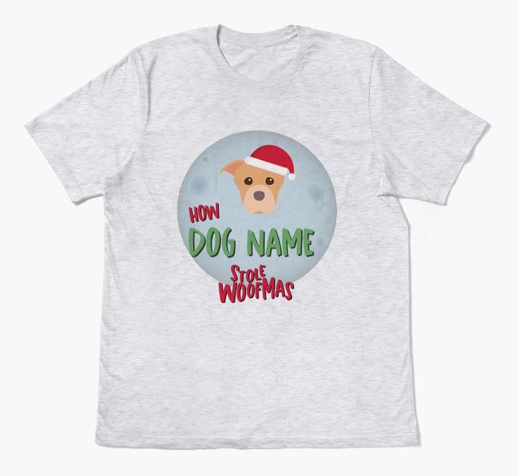 'How {dogsName} Stole Woofmas' - Personalised {breedFullName} Adult T-Shirt